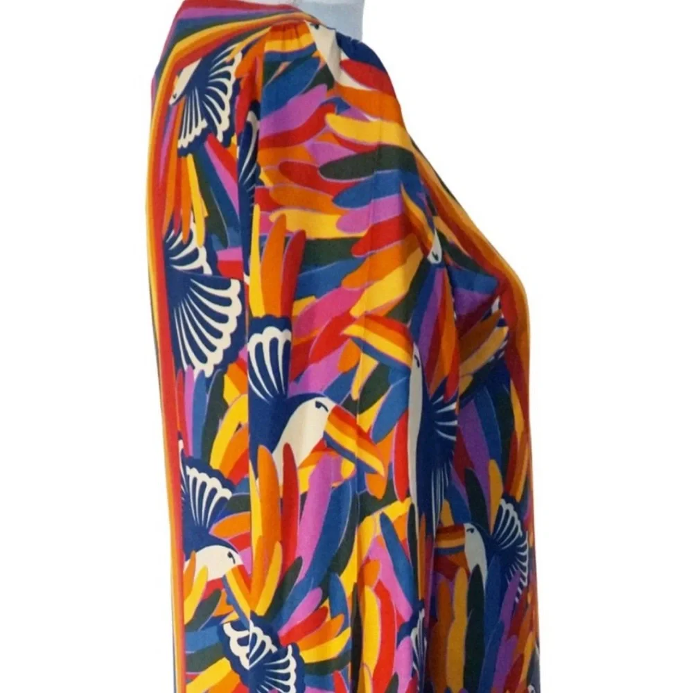 Anthro x Farm Rio Rainbow Toucan Wrap Dress - Picture 15 of 15